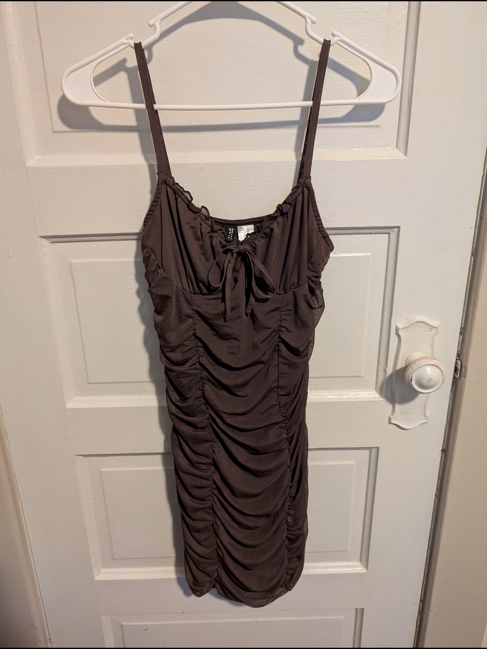 Brown Coquette Ruched Spaghetti Strap Party Dress Divided Size Small
